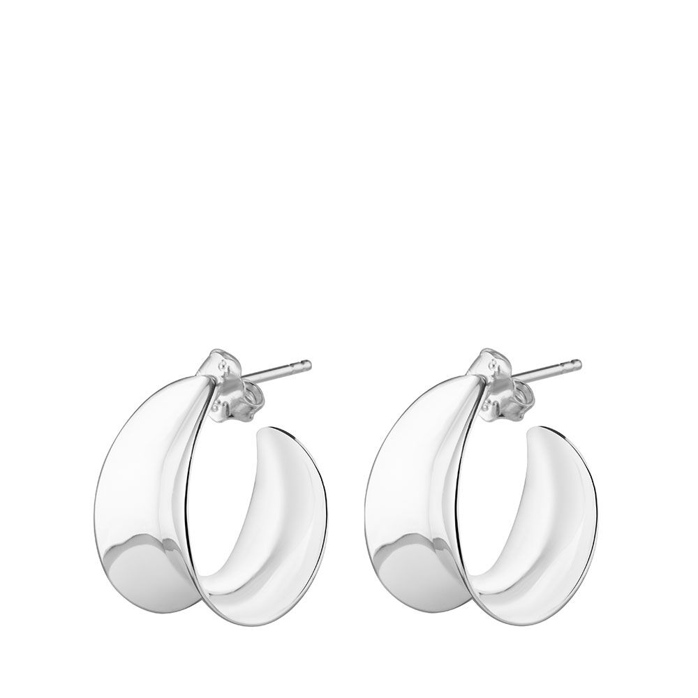 Diamond Sterling Silver Wave Hoop Earrings With Small Diamond Accents Ocean Like Wave Hoops Vintage 1990/'s Silver Hoops For Pierced Ears