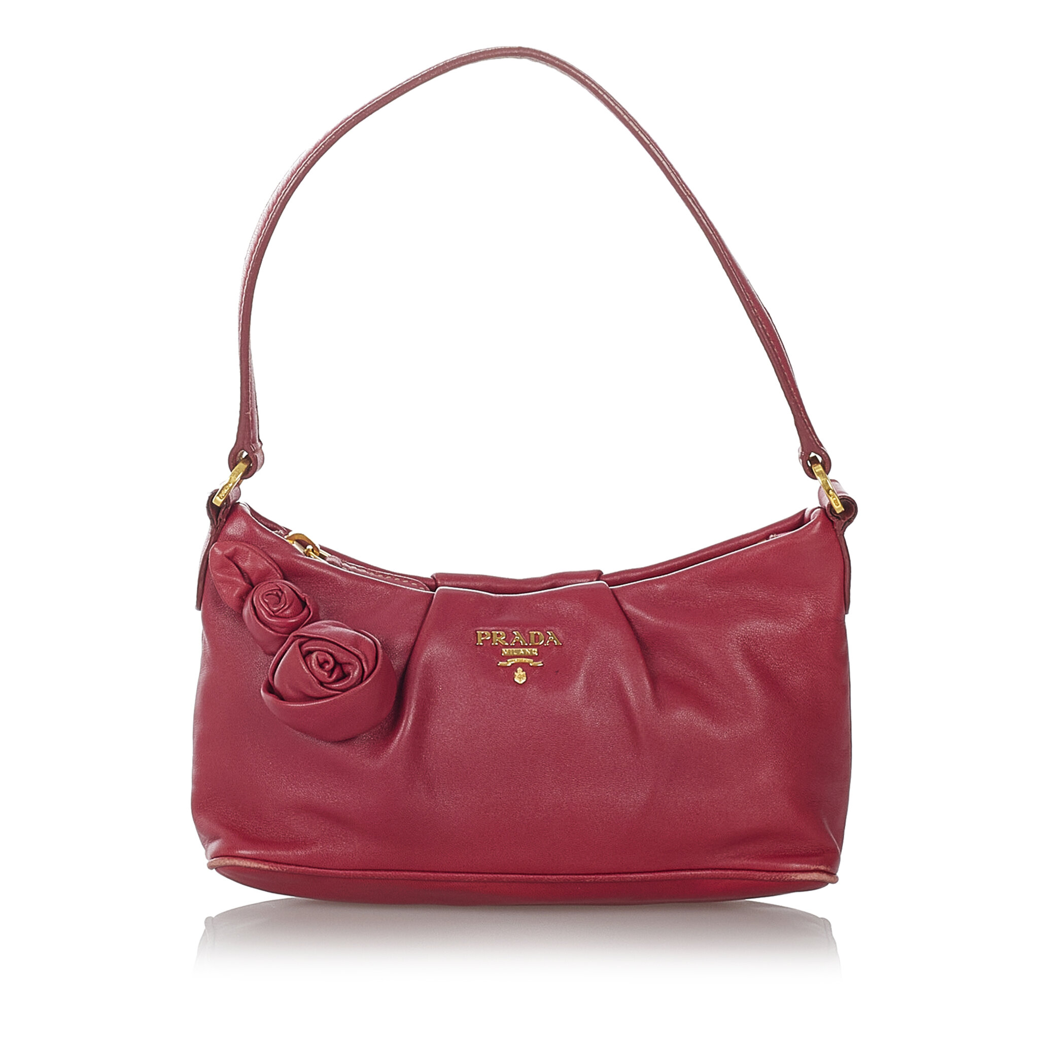 Prada Leather Baguette, ONESIZE, red