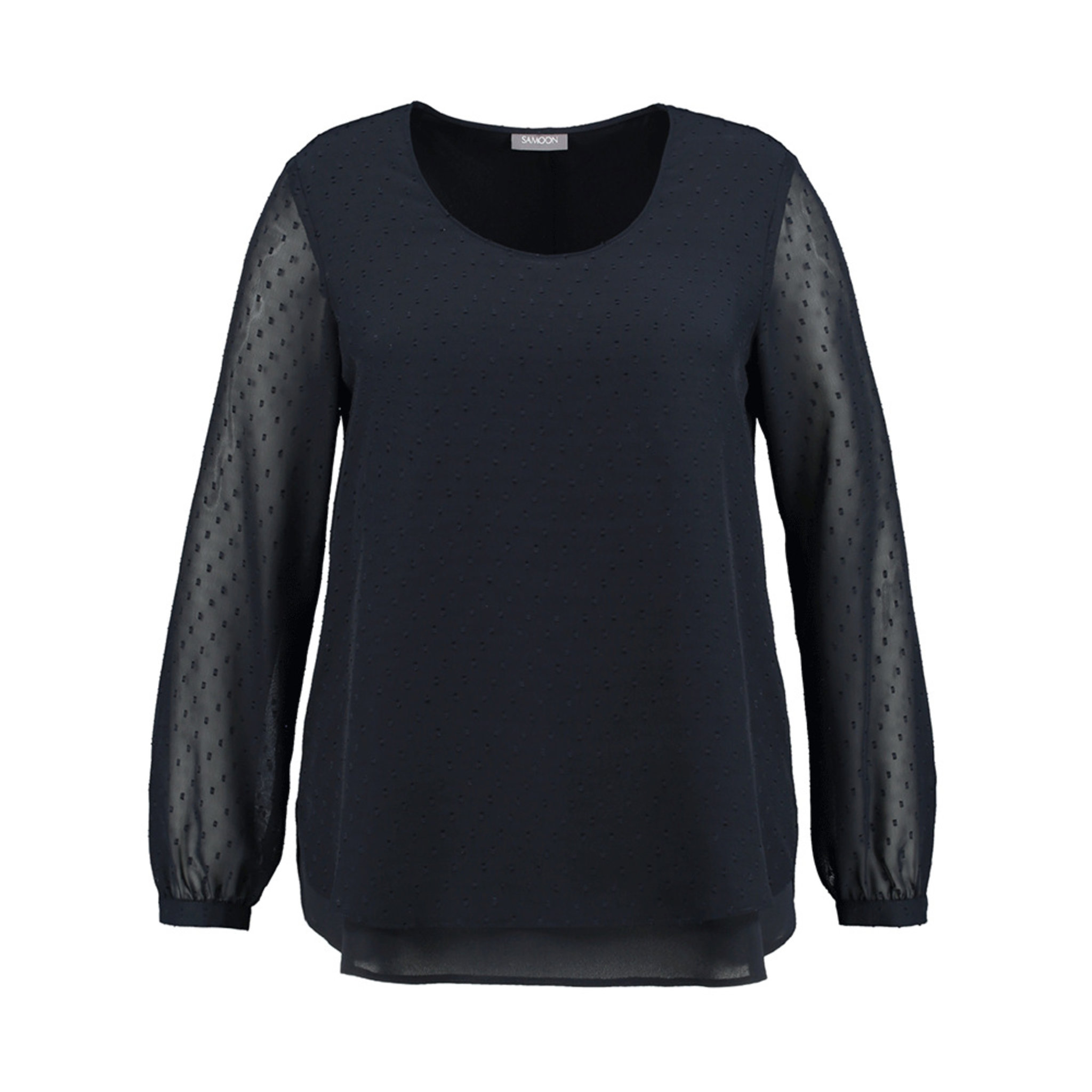 Blus med rund hals, marinblå Blus med rund hals, marinblå