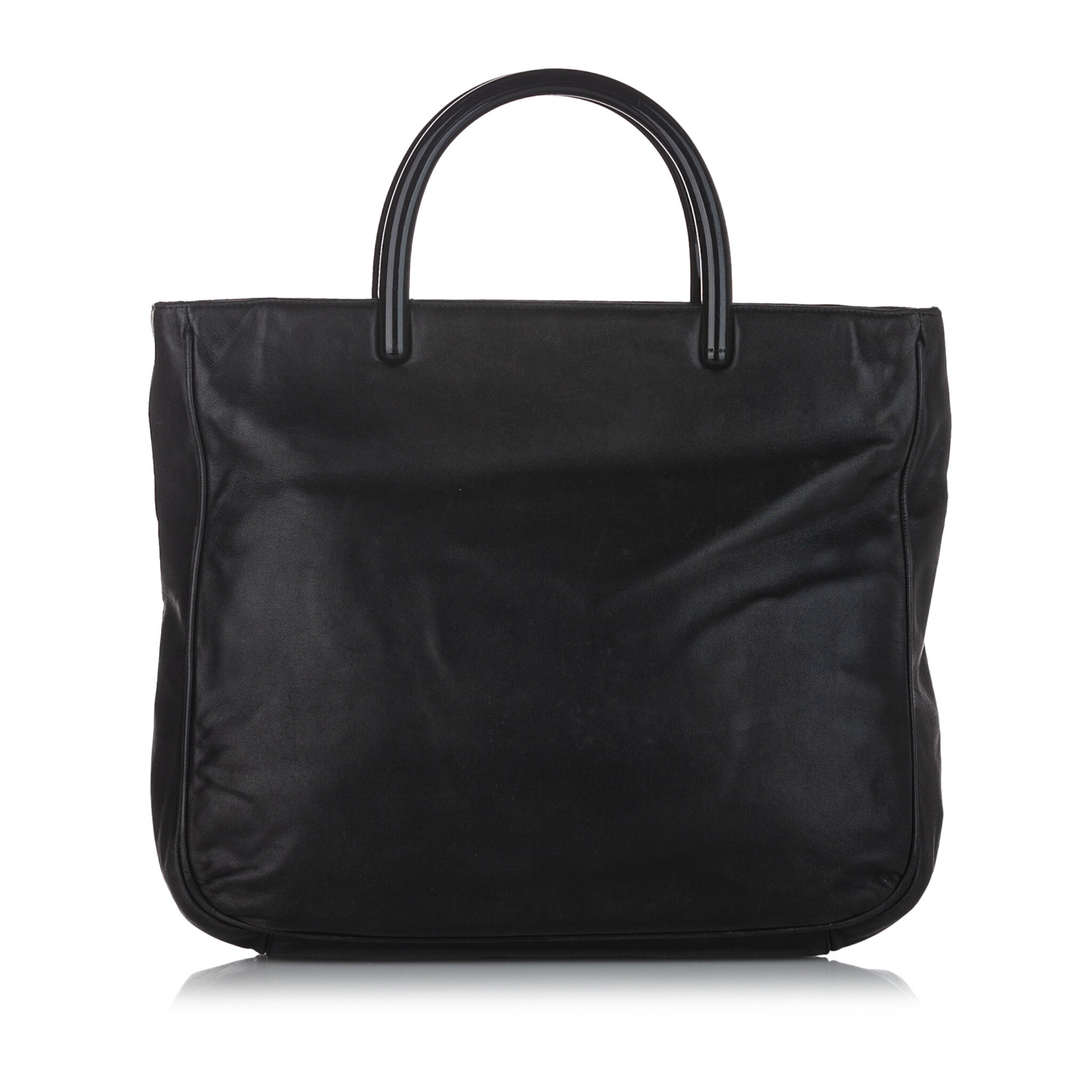 Prada Leather Handbag, ONESIZE, black