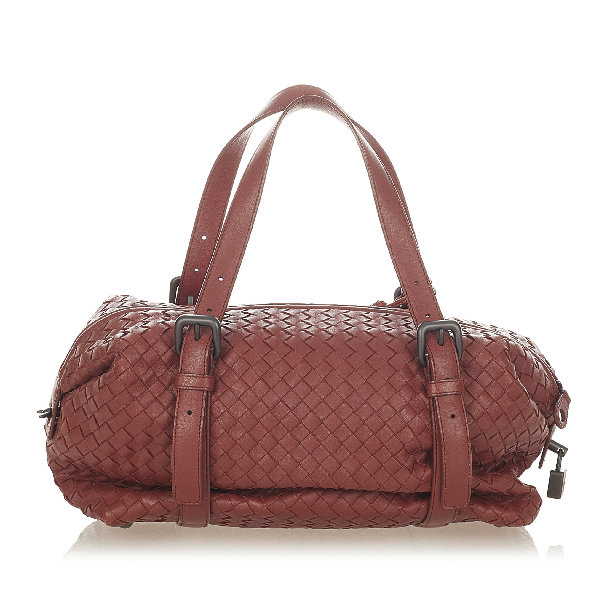 Bottega Veneta Intrecciato Leather Handbag, ONESIZE, red