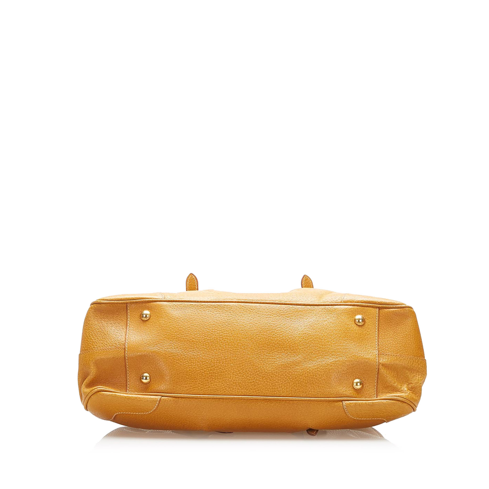 Prada Frame Leather Handbag, brown, brown