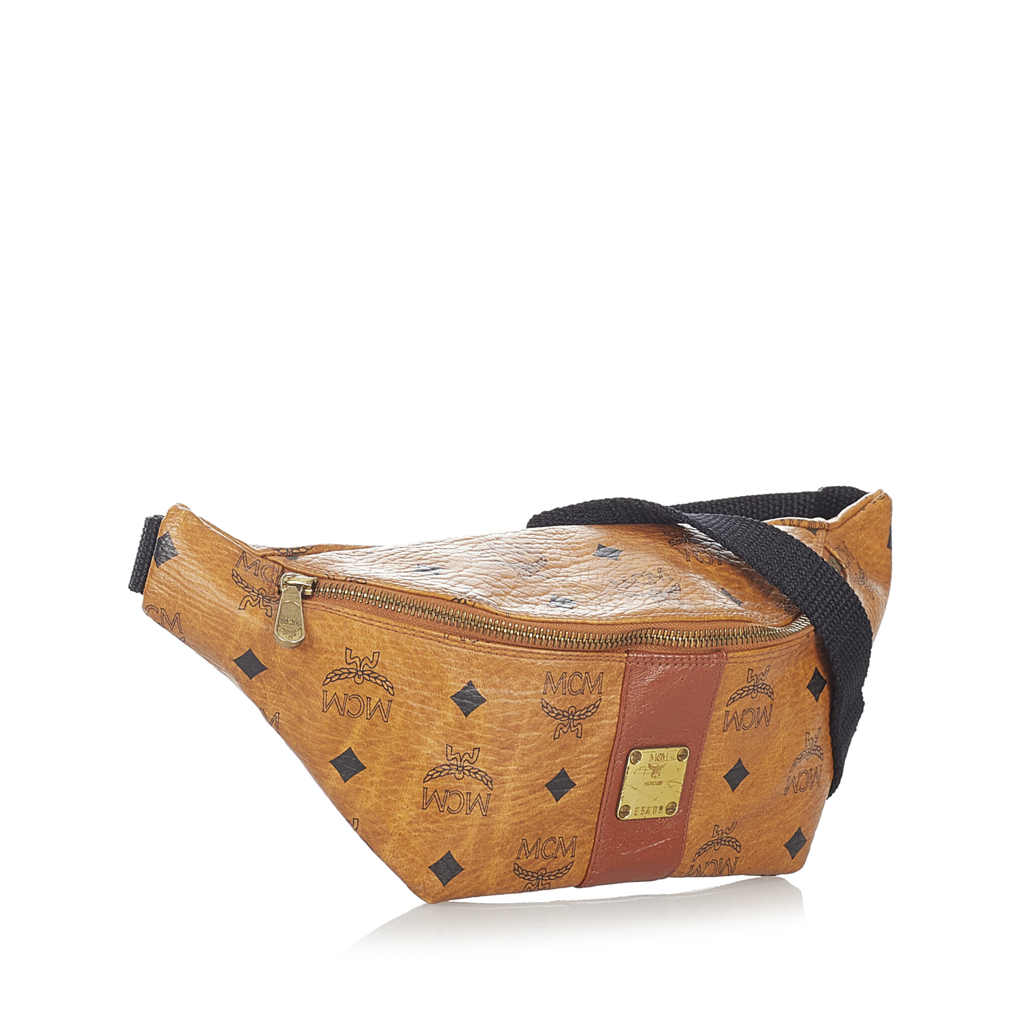 Mcm Visetos Leather Belt Bag, ONESIZE, brown