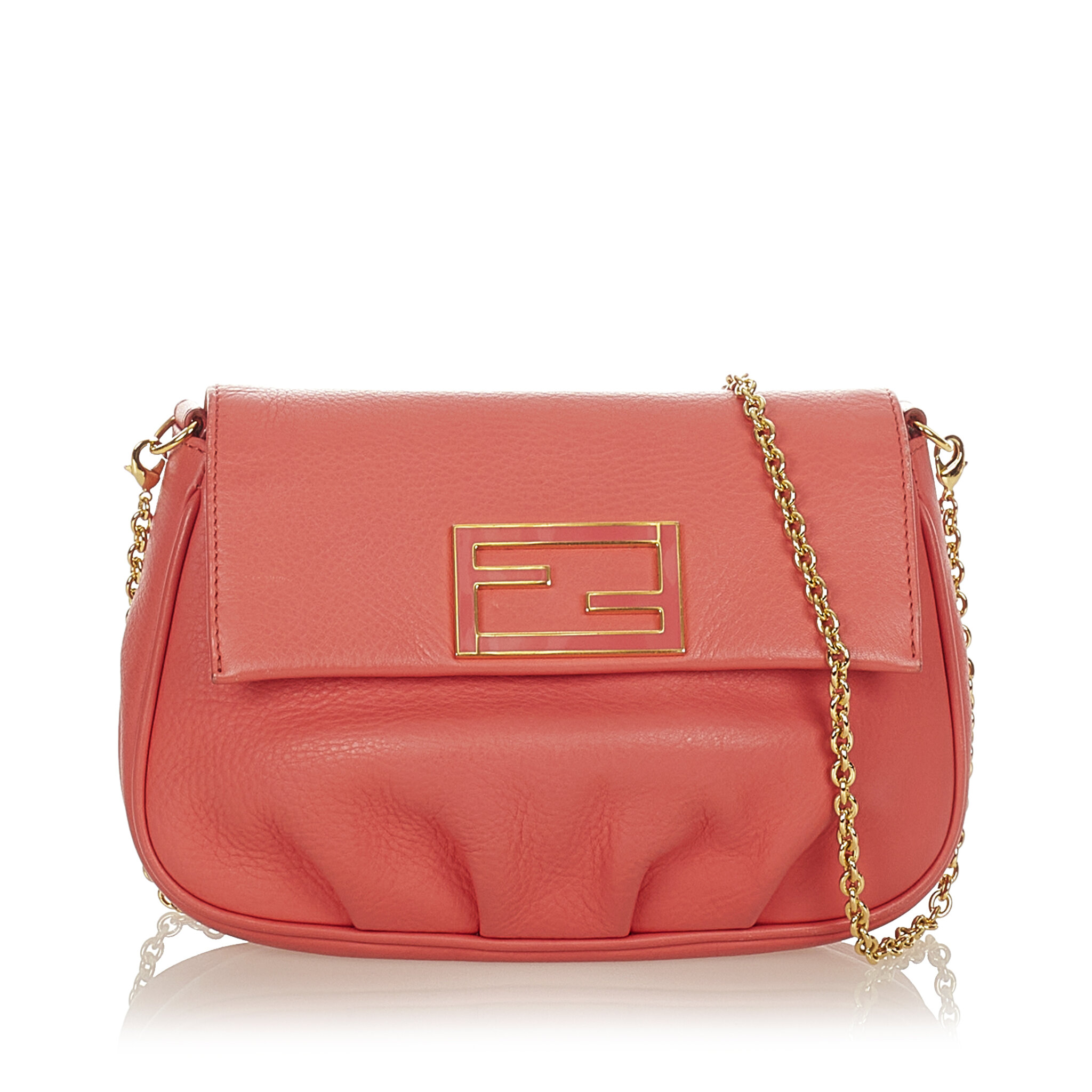 Fendi Fendista Leather Crossbody Bag, ONESIZE, pink