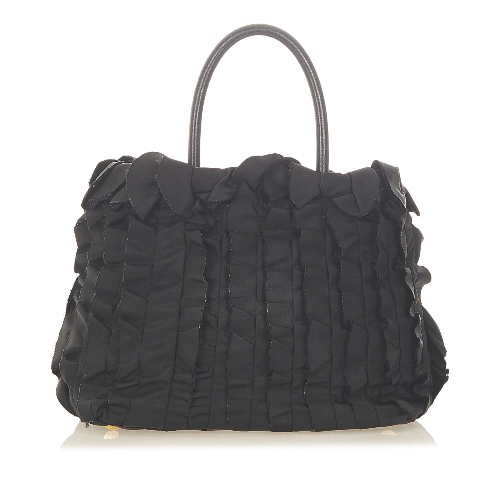 Prada Ruffled Tessuto Tote Bag, black