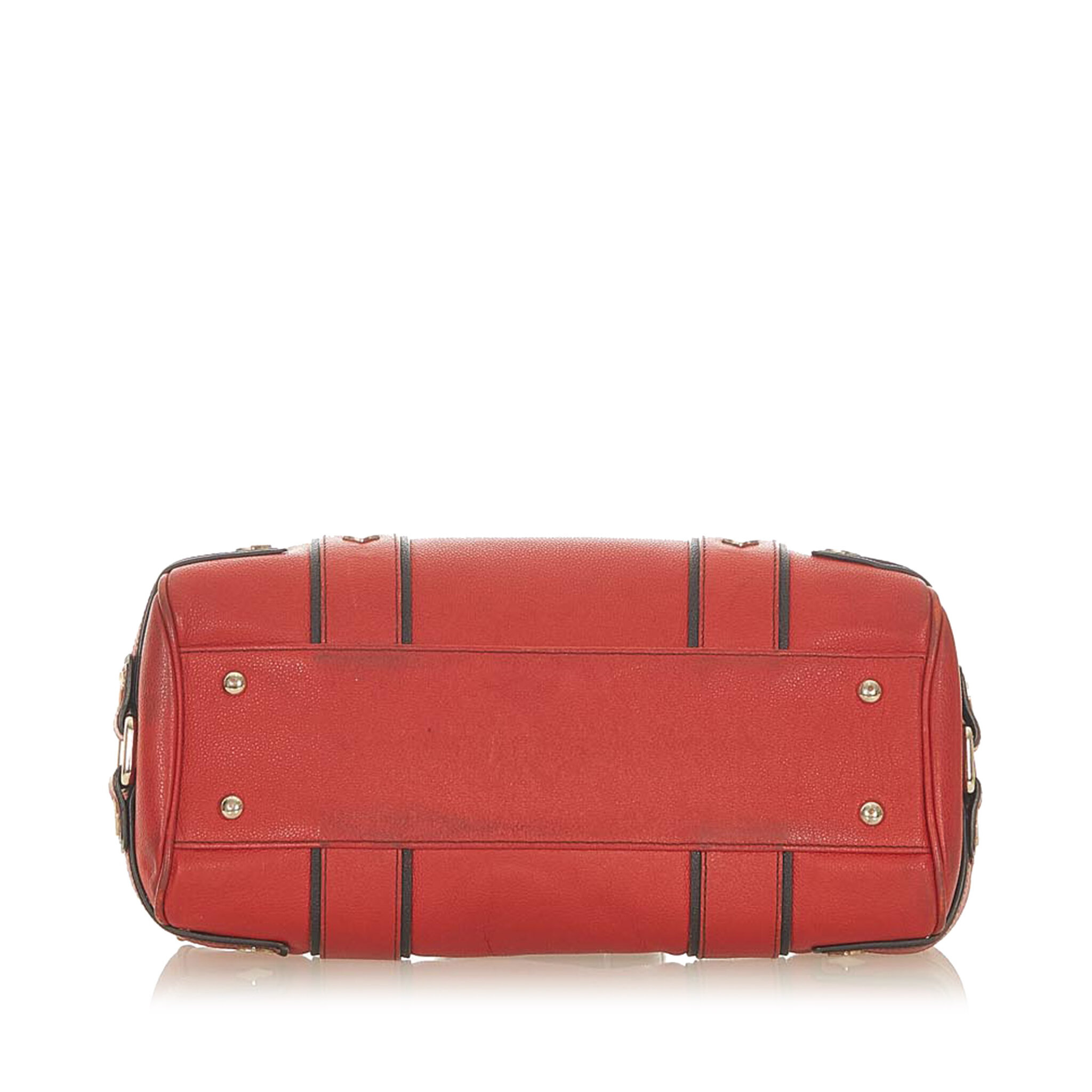 Mcm Frame Leather Handbag, red