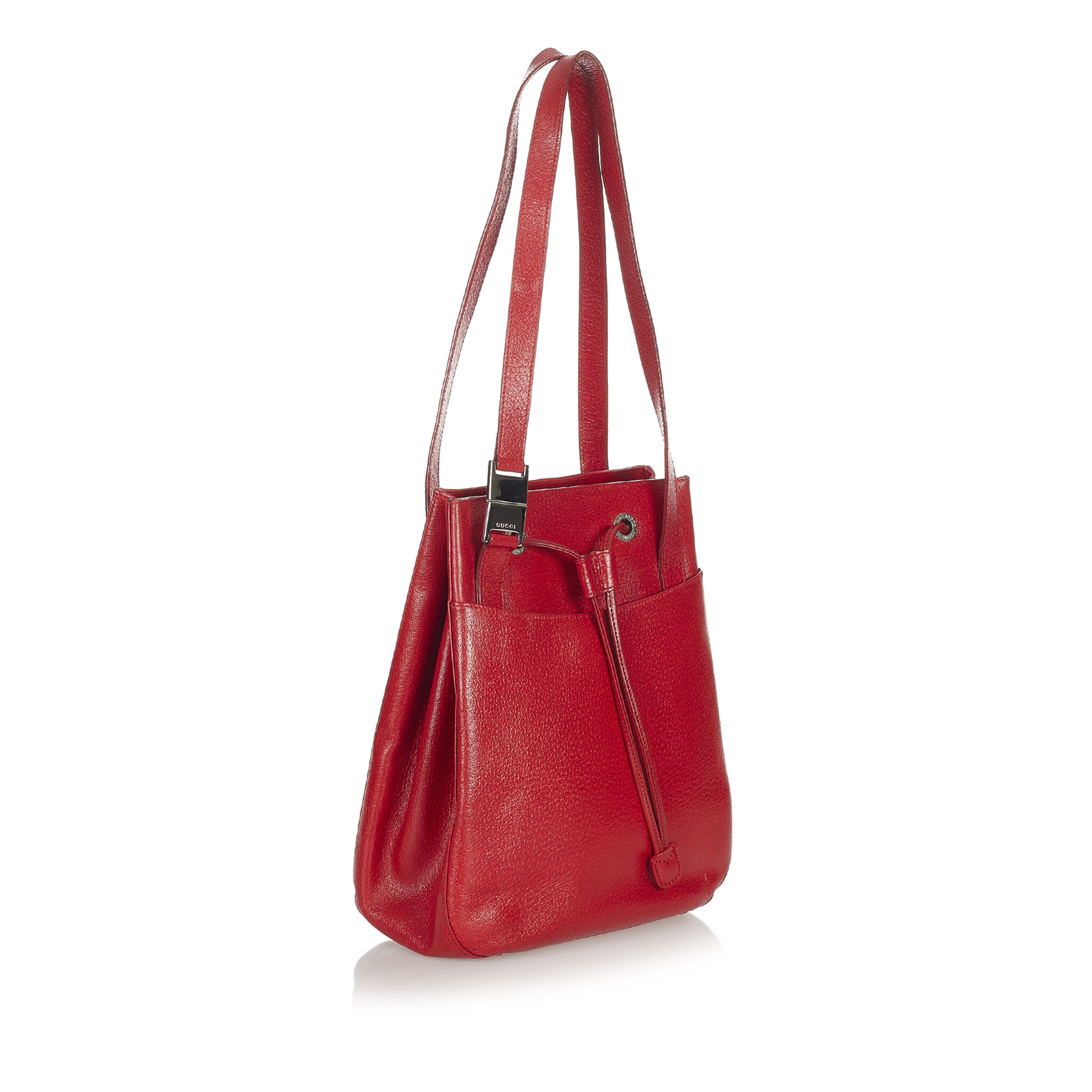 Gucci Leather Bucket Bag, ONESIZE, red