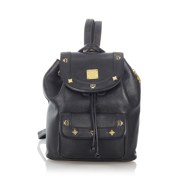 Mcm Leather Drawstring Backpack