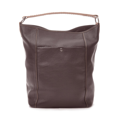 Bucket Bag Brown Grained Leather