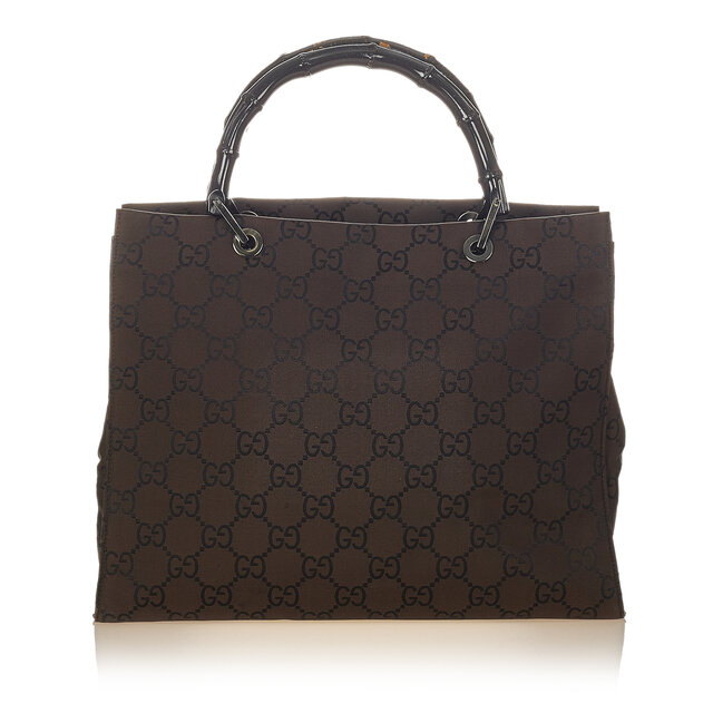 Gucci Bamboo Gg Canvas Handbag