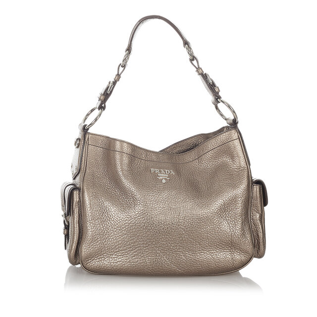 Prada Metallic Leather Shoulder Bag