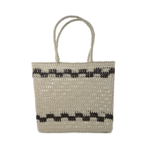 Crochet Basket Black Line Natural
