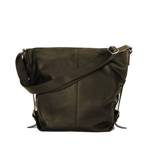 Shoulder Bag Brown Grained Leather