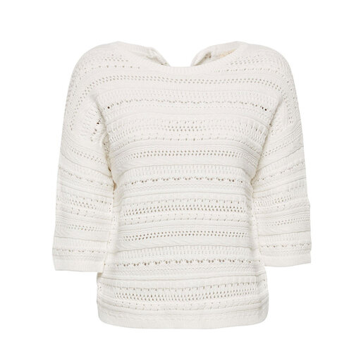 Ajour-trÃ¶ja med knytband, offwhite