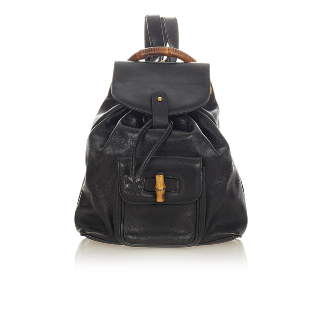 Gucci Bamboo Drawstring Leather Backpack