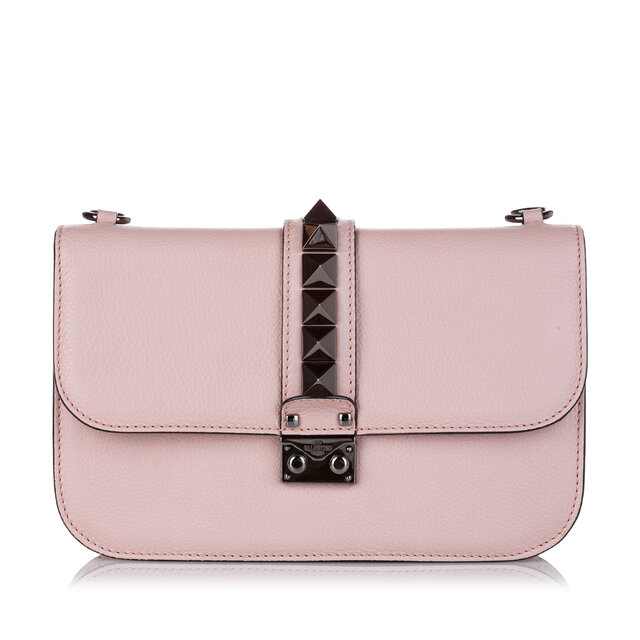Valentino Rockstud Glam Lock Leather Crossbody Bag