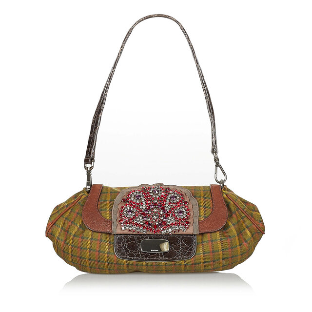 Prada Studded Nylon Shoulder Bag