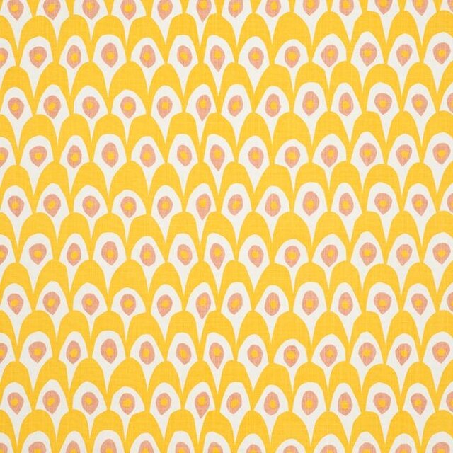 Tyg på löpmeter - Circus, vit/gul