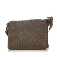 Bottega Veneta Intrecciato Checker Pilot Leather Crossbody Bag Gray I Gray Fran Luxclusif Ahlens